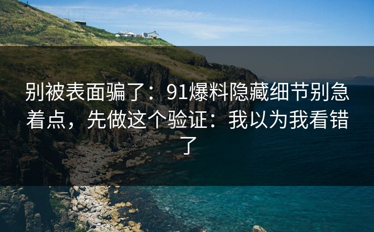别被表面骗了：91爆料隐藏细节别急着点，先做这个验证：我以为我看错了