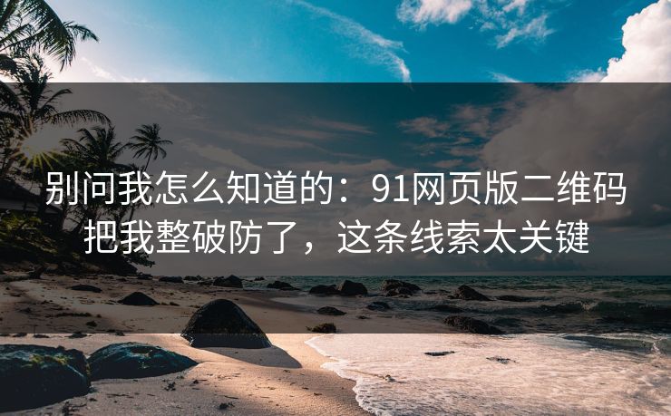 别问我怎么知道的：91网页版二维码把我整破防了，这条线索太关键