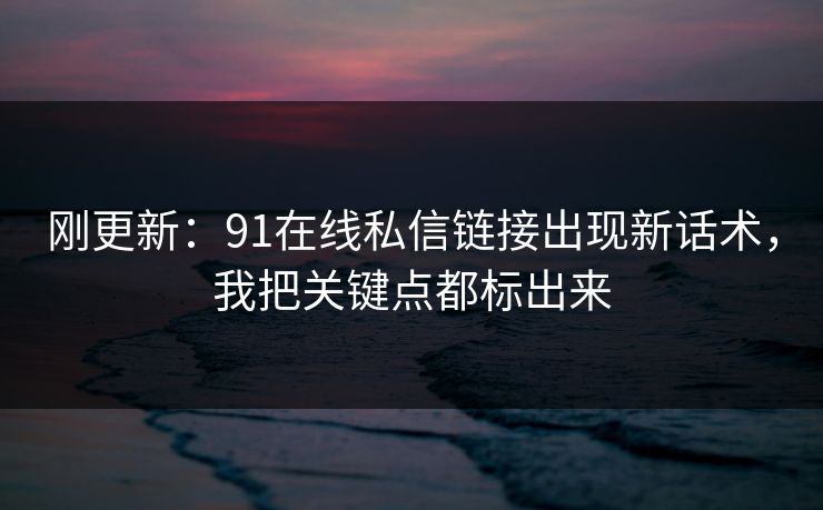 刚更新：91在线私信链接出现新话术，我把关键点都标出来