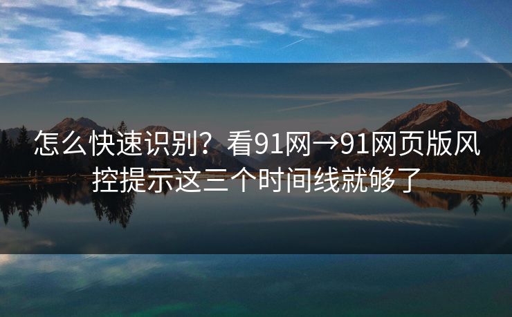 怎么快速识别？看91网→91网页版风控提示这三个时间线就够了