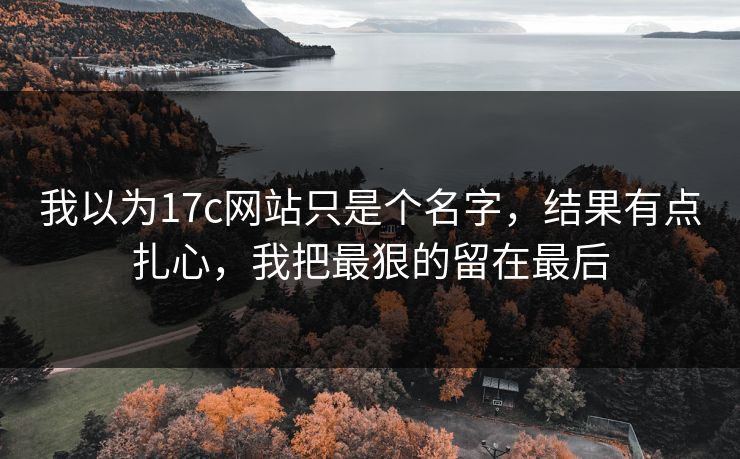 我以为17c网站只是个名字，结果有点扎心，我把最狠的留在最后