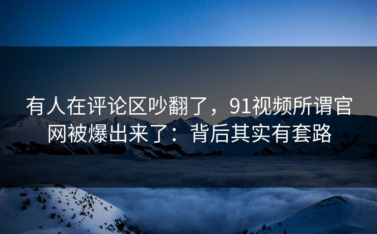 有人在评论区吵翻了，91视频所谓官网被爆出来了：背后其实有套路