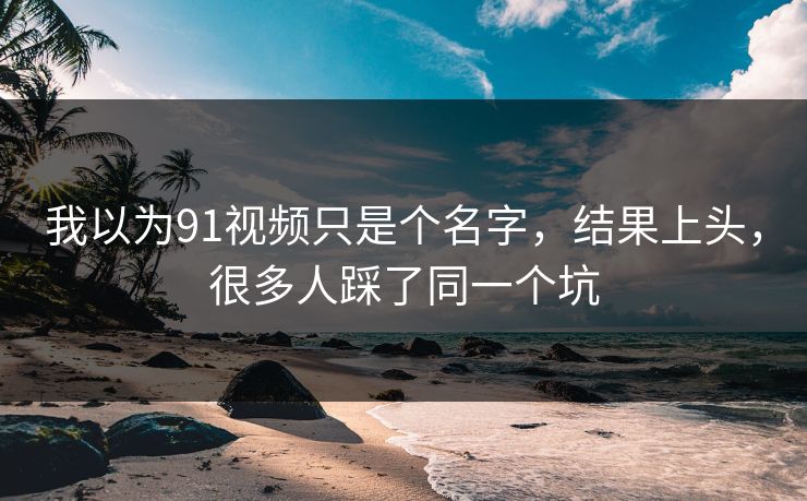 我以为91视频只是个名字,结果上头,很多人踩了同一个坑 我以为91视频只是个名字,结果上头,很多人踩了同一个坑