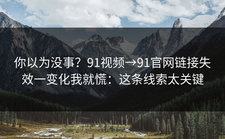 你以为没事？91视频→91官网链接失效一变化我就慌：这条线索太关键