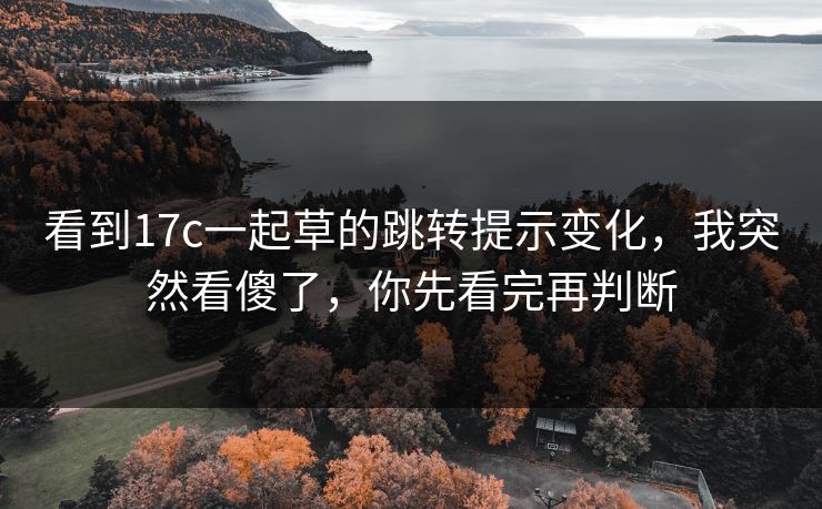 看到17c一起草的跳转提示变化，我突然看傻了，你先看完再判断