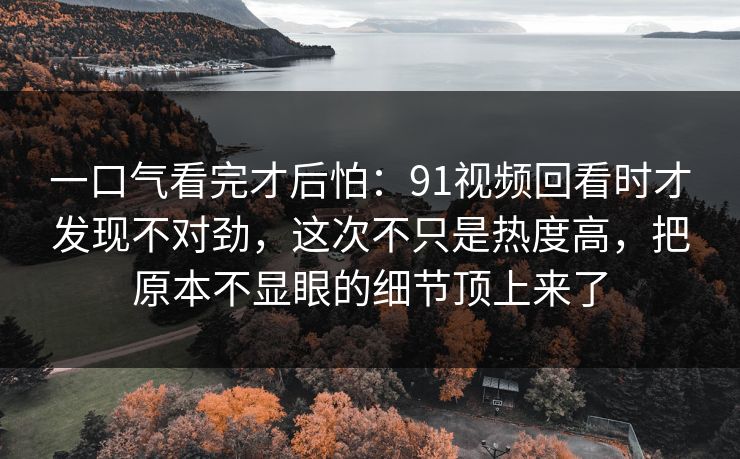 一口气看完才后怕:91视频回看时才发现不对劲,这次不只是热度高,把原本不显眼的细节顶上来了 一口气看完才后怕:91视频回看时才发现不对劲,这次不只是热度高,把原本不显眼的细节顶上来了