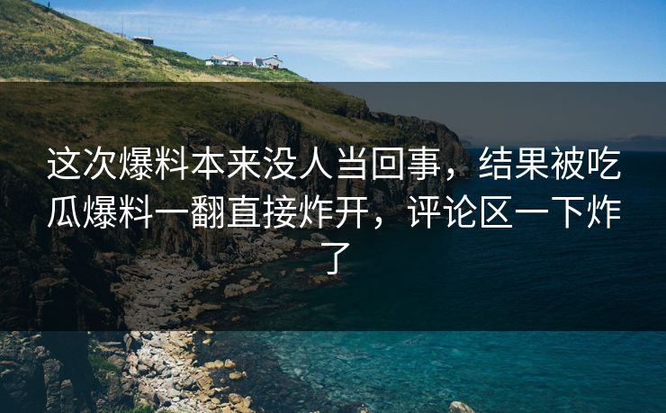 这次爆料本来没人当回事，结果被吃瓜爆料一翻直接炸开，评论区一下炸了