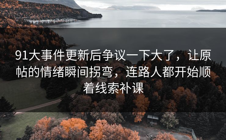 91大事件更新后争议一下大了，让原帖的情绪瞬间拐弯，连路人都开始顺着线索补课